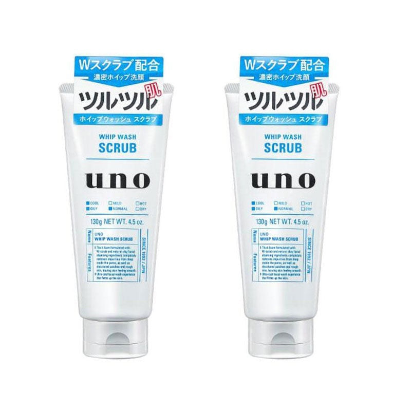 Shiseido Uno Men's Facial Cleanser Exfoliating Scrub - Blue 130g x2