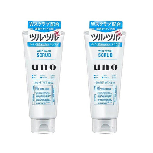 Shiseido Uno Men's Facial Cleanser Exfoliating Scrub - Blue 130g x2