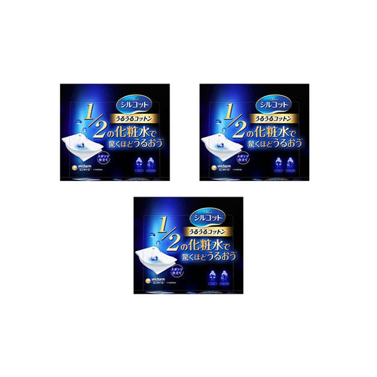 Unicharm Silcot Uruuru Sponge Facial Cotton (40 sheets) x 3 boxes